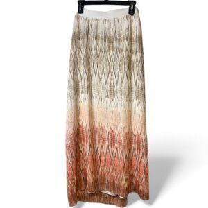 Chico's Ombré Diamond Michelle Cream and Orange Maxi Skirt